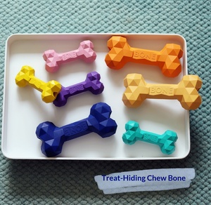 Mainan Kunyah Anjing Karet Alami GS, Boneka Interaktif TPR Berbentuk Tulang Berlian, Puzzle Pengumpan, Pembersih Gigi, Anti Gigitan, Otomatis, Bebas BPA - Product Image 1