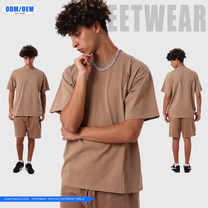 T-shirt pour homme 100% coton, poids lourd, luxe, coupe oversize, épaules tombantes, logo personnalisé, design boxy, streetwear, t-shirt uni pour homme - Product Image 2