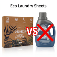 Feuilles de lessive KELEE zéro déchet, emballage sans plastique dans une boîte en papier kraft compostable, formule enzymatique naturelle