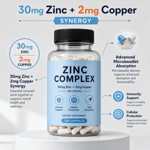 Microbilles <span class=keywords><strong>de</strong></span> soutien immunitaire au <span class=keywords><strong>zinc</strong></span> et au cuivre |   30 mg <span class=keywords><strong>de</strong></span> bisglycinate <span class=keywords><strong>de</strong></span> <span class=keywords><strong>zinc</strong></span> <span class=keywords><strong>orotate</strong></span> + 2 mg <span class=keywords><strong>de</strong></span> cuivre chélaté B6 |   Végétalien sans gluten |   60 - Product Image 2