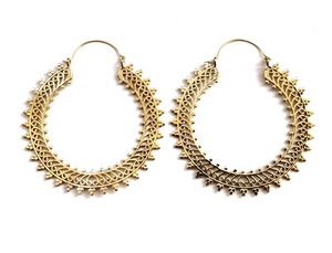 Pendientes de aro bohemios, pendientes de latón y plata de estilo Tribal indio únicos, grandes pendientes en espiral de estilo étnico gitano, joyería hecha a mano con estilo - Product Image 3