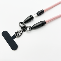 Cordon de téléphone 2-en-1 avec câble de charge USB-C 60W à charge rapide, sangle tressée réglable anti-perte