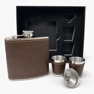 Ensemble <span class=keywords><strong>cadeau</strong></span> de gourde à liqueur en acier inoxydable de 6 oz, gravable au laser, avec entonnoir, pour le camping, la randonnée, cadeaux de Noël pour hommes, expédié depuis l'entrepôt américain - Product Image 1
