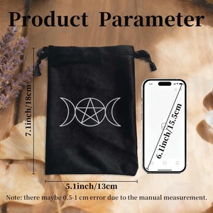 Bolsa de Terciopelo Negra con Cordón y Logotipo Personalizado, Bolsa <span class=keywords><strong>para</strong></span> Cartas del Tarot con Símbolos Misteriosos <span class=keywords><strong>para</strong></span> Cartas, Dados, Cristales, <span class=keywords><strong>Runas</strong></span> - Product Image 5