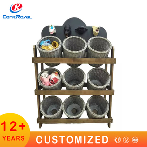 Trái Cây Rau hiển thị giá Snack kẹo cửa hàng bánh mì hiển thị giá thực phẩm hiển thị đứng kim loại giỏ gỗ Kệ siêu thị - Product Image 5