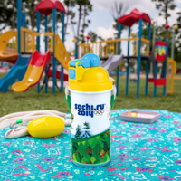 Bouteille d'eau réutilisable et écologique à imprimé dessin animé 3D tendance, 420 ml, en plastique PP, pour enfants, idéale pour les sports et les fêtes