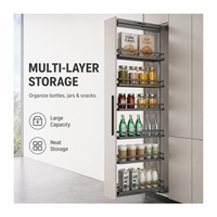 Gabinete de Almacenamiento de Cocina Independiente TKK con Cierre Suave Personalizado, Unidad Alta de 2-6 Niveles con Cesta Extraíble para Despensa, Ideal para Hoteles y Hogares