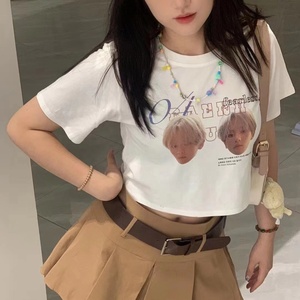 T-Shirt da <span class=keywords><strong>donna</strong></span> con stampa personalizzata e Logo con 5% in cotone 95% Spandex T-Shirt di base in bianco e bianco per <span class=keywords><strong>donna</strong></span> - Product Image 3