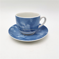 Ensemble tasse et soucoupe en porcelaine blanche brillante émaillée de 80 ml, 120 ml, 180 ml pour cappuccino, latte, café et thé
