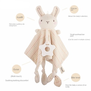 Vente en gros de serviette confort pour bébé en coton biologique, serviette bave pour bébé, hochet pour sucette, poupée nouveau-né, couverture pour bébé Poupée réconfortante - Product Image 2