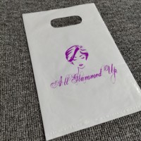 Sacs de shopping personnalisés avec nom de marque, logo imprimé sur mesure, sacs en plastique à poignée découpée pour emballage de vêtements de boutique