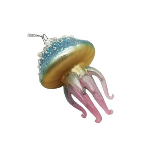 공장 핫 세일 불어 다채로운 유리 해파리 모양의 장식품 매달려 Bauble 해양 생활 크리스마스 트리 장식 장식 선물 - Product Image 2
