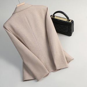 Women's Wool Blazer Khaki Solid Color One Button Anti-Wrinkle Casual Suit S Size - Product Image 4