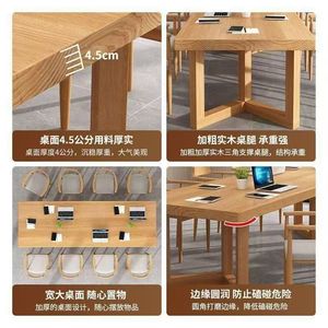 Modern Conference Table Solid Wood Long Desk Office Meeting Room Workbench Chair <b>Set</b> - Product Image 4