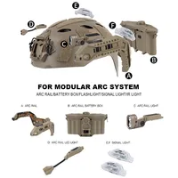 Ensemble d'équipement modulaire pour casque tactique rapide avec rail ARC intégré, boîte à piles, lumière IR, lampe torche LED, double signal lumineux