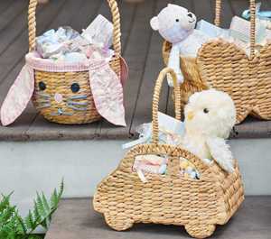 Nouvelle Arrivée 2026 : Panier de Pâques Tressé en Jacinthe d'Eau Façonné en Voiture, Fait Main, pour la Chasse aux Œufs des Enfants - Prix Abordable - Product Image 1