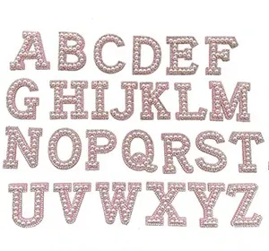 Benutzer definierte Perle Strass Wörter Alphabet Eisen auf Buchstaben Patches 3D Perle Buchstaben Patches