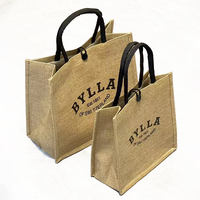 Logo personnalisé Sac fourre-tout en lin Sac cadeau de faction personnalisé Sac à provisions de luxe en jute