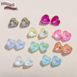 Strass en verre cristal en forme de cœur pour nail art, accessoires de bijouterie DIY, lot en vrac, non toxique, motifs d'amour - Product Image 2