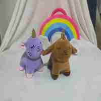Sac arc-en-ciel personnalisé avec cinq petits animaux en peluche : licorne, chien, cheval, dauphin, super doux, en maille, pour l'éducation