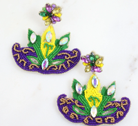 Nouveauté perle de rocaille colorée yeux tissés boucles d'oreilles fait à la main mardi gras masque de perles de rocaille personnalisé
