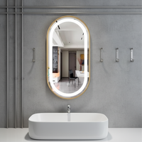 Cermin Dinding Kamar Mandi Oval Modern Desain Baru dengan Lampu LED dan Sakelar Sensor Sentuh