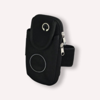 Pochette de bras réglable à scratch, avec panneau arrière en maille respirante et port en silicone pour téléphone portable, idéale pour le marathon et le jogging