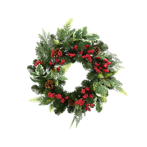 Guirnalda Navideña Personalizada con Bayas Rojas Artificiales, Adornos Navideños de PVC con Piñas Artificiales - Product Image 1