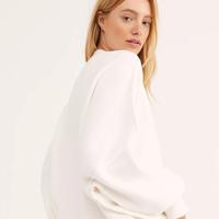 Nouvelle Arrivée Pull Décontracté Femme à Col Montant en Maille Côtelée Mélange Coton Épaules Tombantes