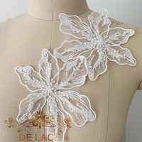 DELACE SXGN fleurs florales délicates dentelle Patch Floral brodé dentelle Applique avec robe de mariée perlée accessoires de bricolage