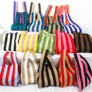 Wholesale High Quality Custom Large Knitted Shopping Bag Casual <strong>Tote</strong> Stripe Handbag Cheap Large Knitted <strong>Tote</strong> Handbag - Product Image 2