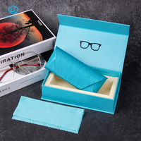 Ensemble de boîtes d'emballage pour lunettes personnalisées imprimées, chiffon de nettoyage pour lunettes en microfibre, sac en papier pour le shopping, solution complète d'emballage pour lunettes