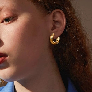 Donne e uomini Huggie Hoop <span class=keywords><strong>orecchini</strong></span> nero argento oro acciaio inossidabile per abbigliamento da festa-negozio <span class=keywords><strong>Online</strong></span> - Product Image 3