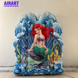 Décoration murale gonflable de haute qualité pour anniversaire, motif dessin animé, petite princesse avec vagues de mer, impression numérique - Product Image 4