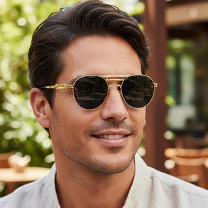 Lunettes de soleil UV400 en <span class=keywords><strong>acier</strong></span>, style européen et américain, <span class=keywords><strong>nouvelle</strong></span> collection, personnalisées, polyvalentes, tendance hip-hop punk, monture complète pour homme, design sophistiqué - Product Image 3