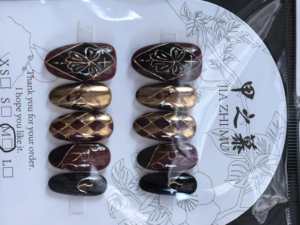 JIAZHIMU - <span class=keywords><strong>Uñas</strong></span> Postizas Acrílicas con Diseño Cuadrado y Flores 3D Hechas a Mano, Color Nuevo, Estilo Francés Almendrado, Cobertura Total - Product Image 4