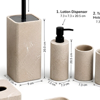 Ensemble d'accessoires de salle de bain modernes en résine de haute qualité, avec une construction résistante à l'eau et une texture artisanale