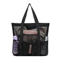 Sacs de plage multifonctionnels en maille pour l'automne et le printemps, toutes saisons, grande capacité, fermeture ouverte, style anglais, sacs fourre-tout pour les vacances et la piscine