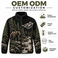 Veste d'hiver en polaire sherpa jacquard motif ours pour homme, fermeture éclair intégrale, pour activités forestières et aquatiques, personnalisable, marque privée, fabricant OEM ODM