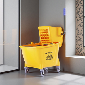 Chariot <span class=keywords><strong>de</strong></span> nettoyage mobile avec essoreuse <span class=keywords><strong>à</strong></span> serpillière manuelle commerciale, roues silencieuses en plastique épais, pour hôtel, restaurant, magasin - Product Image 1