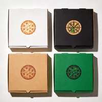 Boîte à pizza en carton ondulé kraft écologique personnalisée, imprimée quadricolore, avec pelliculage mat, design pliable et logo découpé