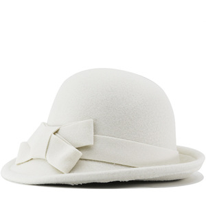 <span class=keywords><strong>Sombreros</strong></span> <span class=keywords><strong>de</strong></span> fieltro <span class=keywords><strong>de</strong></span> lana vintage cálidos <span class=keywords><strong>de</strong></span> invierno para mujer con logotipo personalizado, lazo y visera, ideales para fiestas, ceremonias, iglesias, estilo Kentucky - Product Image 6