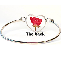Bracelet avec cœur en rose rouge véritable, cadeau de fête des mères, vente en gros, cadeau pour maman