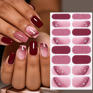 Pegatinas de Uñas Francesas Personalizadas, Ecológicas, No Tóxicas, con Acabado Brillante Plateado, Diseño de Danza del León con Purpurina Dorada, Sin UV - Product Image 1