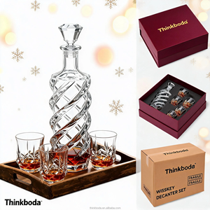 Ensemble de <span class=keywords><strong>carafe</strong></span> à <span class=keywords><strong>whisky</strong></span> de luxe en verre torsadé avec plateau en bois, <span class=keywords><strong>carafe</strong></span> en cristal sans plomb de qualité supérieure, solution de cadeau idéale pour les spiritueux - Product Image 4