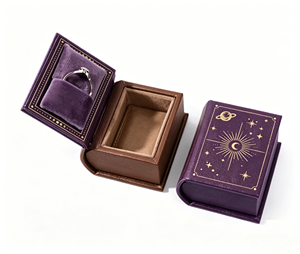 Wholesale Celestial Star Pattern Jewelry <b>Boxes</b> <b>Book</b> Shape Design Plush Velvet Interior For Small Jewelry Display And Party Fa - Product Image 2