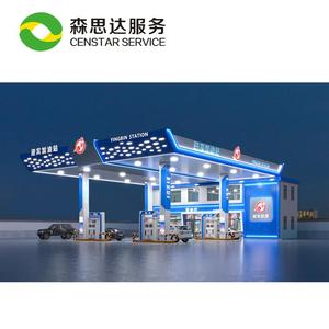 โครงสร้างหลังคาแบบตะแกรงสแตนเลสสำหรับปั๊มน้ำมันแบบกำหนดเอง และป้ายเสาภายนอกสำหรับสถานีบริการน้ำมัน - Product Image 2