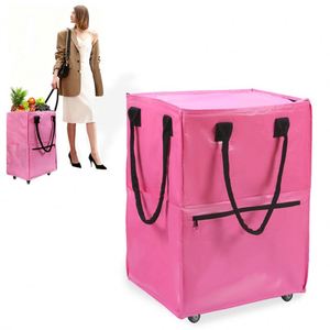 Chariot de camping pliable rouge d'extérieur, chariot de courses portable et pliable, chariot réglable pour enfants, pique-nique, plage, en polyester avec fermeture éclair - Product Image 5