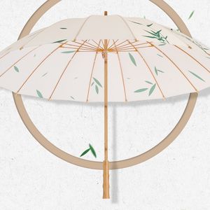 Ombrello con manico lungo in legno stile Han cinese stile dinastia 16k estetico Vintage per tutte le stagioni - Product Image 6