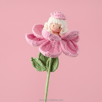 Fée en fleurs avec branches, faite main, tricotée et au crochet, de haute qualité, avec feuilles
